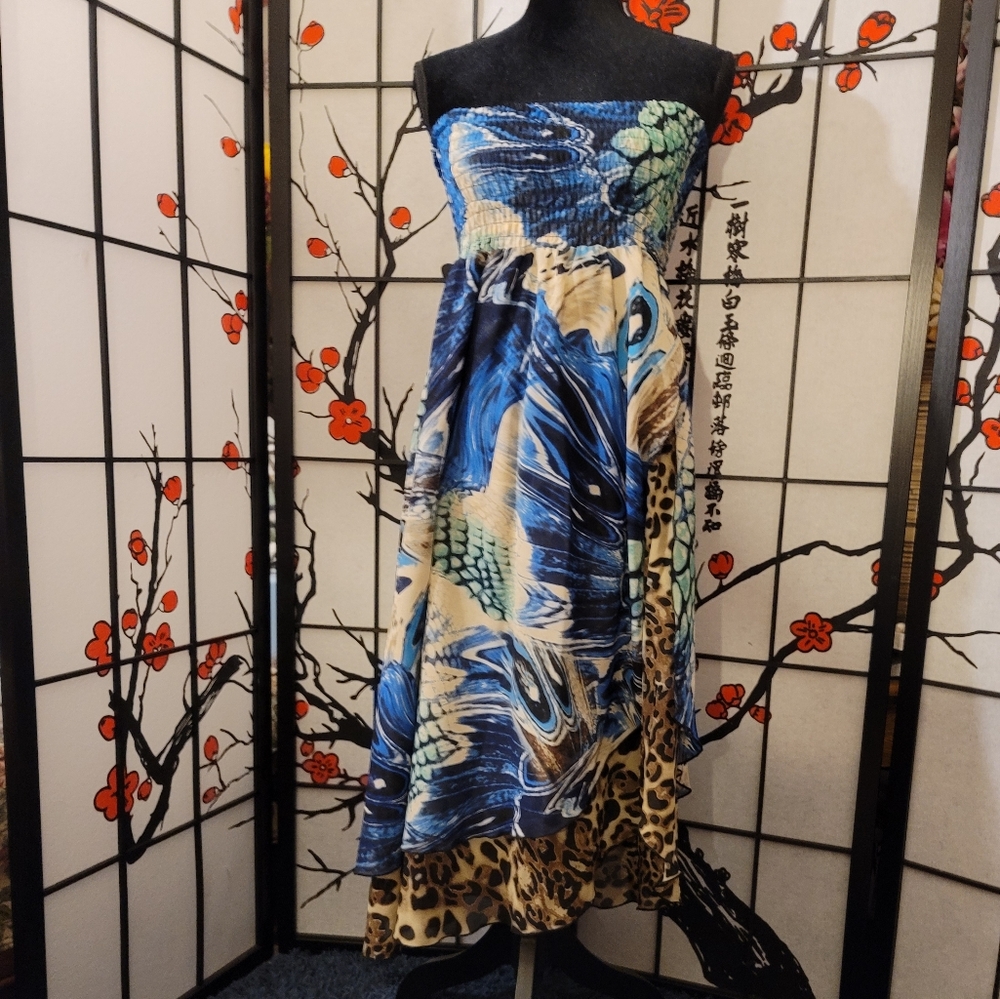 SUNNY LEIGH MULTI LAYERED SKIRT/DRESS/VINTAGE HIGH LOW/SIZE MEDIUM